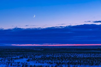 The Low Waxing Crescent Moon in the Evening Sky by Alan Dyer/Stocktrek Images art print