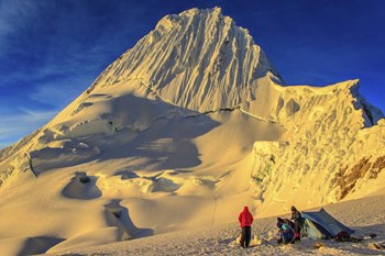 Mountaineers Camping on Alpamayo Mountain at Sunrise, Peru by Giulio Ercolani/Stocktrek Images art print