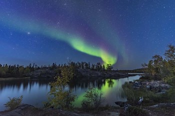 Aurora in Twilight at Tibbitt Lake, Yellowknife by Alan Dyer/Stocktrek Images art print