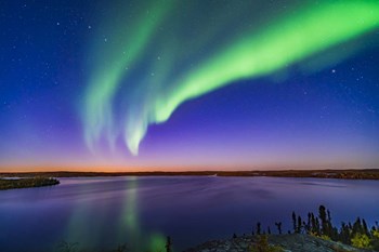 An Arc of Northern Lights Appears in the Evening Twilight Over Prelude Lake by Alan Dyer/Stocktrek Images art print
