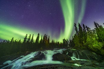 Aurora Over the Ramparts Waterfall On the Cameron River by Alan Dyer/Stocktrek Images art print