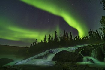 Auroral Curtains Over Ramparts Falls On the Cameron River by Alan Dyer/Stocktrek Images art print