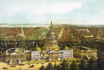 Bird&#39;s eye view of Washington DC with the US Capitol up front by Vernon Lewis Gallery/Stocktrek Images art print