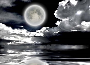 Full Moon Dramatic Clouds Reflected in Calm Wat by Bruce Rolff/Stocktrek Images art print