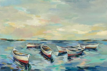 Coastal View of Boats by Silvia Vassileva art print