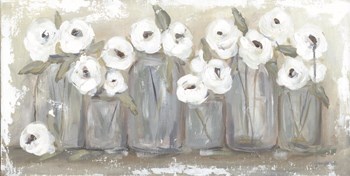 White Floral Filled Jars by Mackenzie Kissell art print