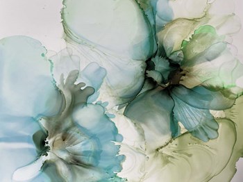 Sage And Teal Flowers 1 by Emma Catherine Debs art print
