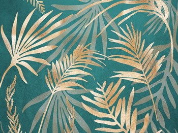 Glam Leaves Teal 1 by Urban Epiphany art print