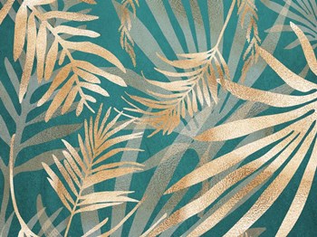 Glam Leaves Teal 2 by Urban Epiphany art print