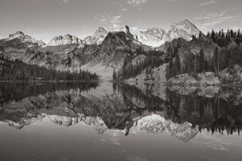 Alice Lake Sawtooth Mountains Idaho BW by Alan Majchrowicz art print