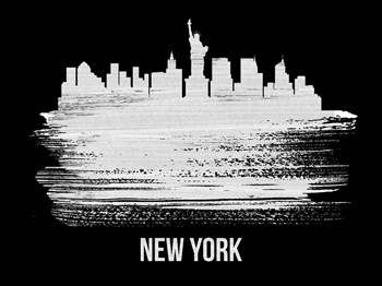 New York Skyline Brush Stroke White by Naxart art print