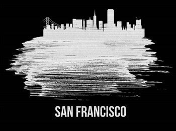 San Francisco Skyline Brush Stroke White by Naxart art print
