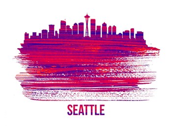 Seattle Skyline Brush Stroke Red by Naxart art print