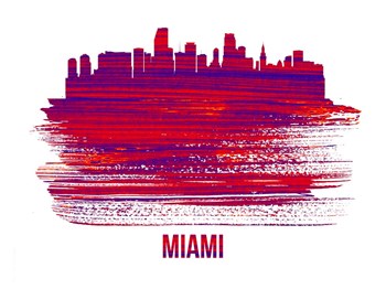 Miami Skyline Brush Stroke Red by Naxart art print