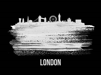 London Skyline Brush Stroke White by Naxart art print