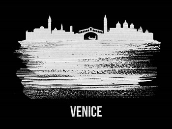 Venice Skyline Brush Stroke White by Naxart art print