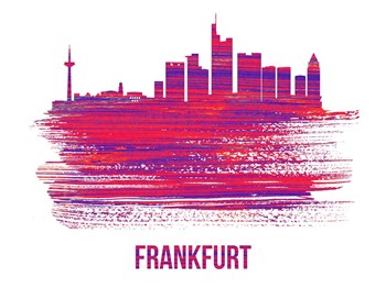 Frankfurt Skyline Brush Stroke Red by Naxart art print