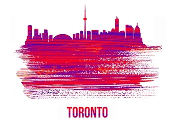 Toronto Skyline Brush Stroke Red by Naxart art print
