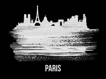 Paris Skyline Brush Stroke White by Naxart art print