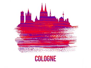 Cologne Skyline Brush Stroke Red by Naxart art print