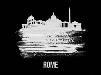 Rome Skyline Brush Stroke White by Naxart art print