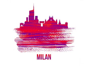 Milan Skyline Brush Stroke Red by Naxart art print