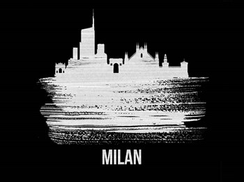 Milan Skyline Brush Stroke White by Naxart art print