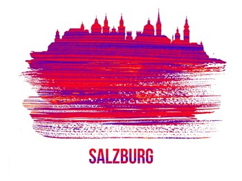 Salzburg Skyline Brush Stroke Red by Naxart art print