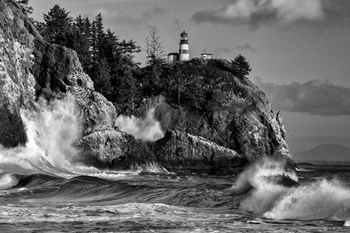 Rising Tide at Cape Disappointment Monochrome by Rick Berk art print