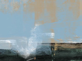 Abstract Light Blue and Ochre by Alma Levine art print