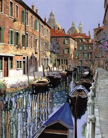 La Barche Sul Canale by Guido Borelli art print