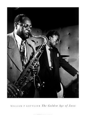 Coleman Hawkins and Miles Davis by William P. Gottlieb art print