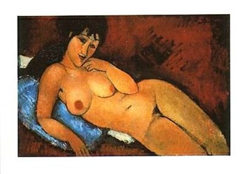 Nu Sur Coussin Bleu by Amedeo Modigliani art print