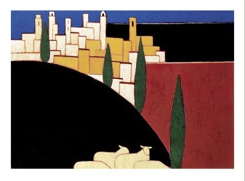 San Gimignano with Sheep by Eithne Donne art print