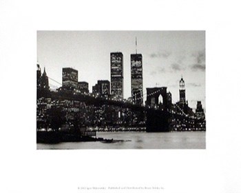 WTC Over Brooklyn Bridge (Night) by Igor Maloratsky art print