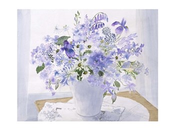 Blue Floral Spray by Celia Russell art print