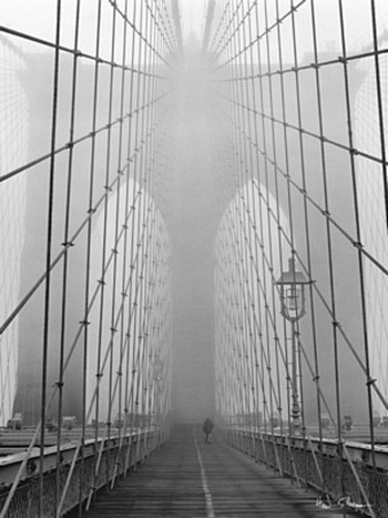 Foggy Day on Brooklyn Bridge by Henri Silberman art print