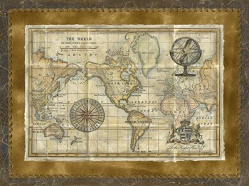 Antique World Map by Vision Studio art print