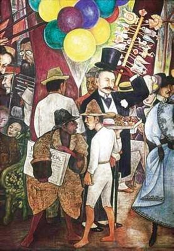 Dream of a Sunday (Detail Street Vendors by Diego Rivera art print