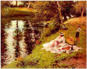 Picnic on the River Bank by Fernand Toussaint art print