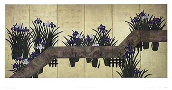 Iris By Plank Bridge by Suzuki Motonaga Kiitsu art print