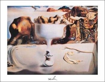 Appariton Of Face And Fruit Dish On A Be by Salvador Dali art print