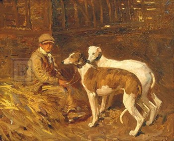 Boy with Greyhounds by Sir Alfred J. Munnings art print