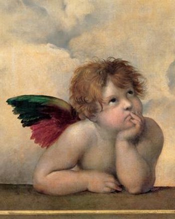 The Cherubim Putti Angels of The Sistine Madonna, c.1514 (detail - left side) by Raphael art print