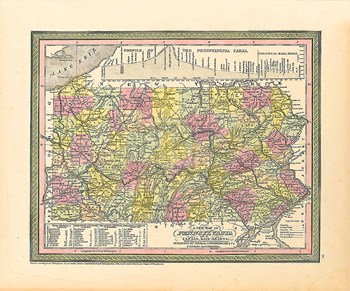 A New Map Of Pennsylvania by S.A. Mitchell art print