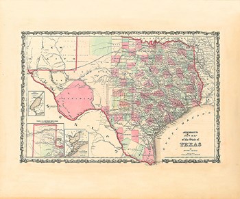 New Map Of The State Of Texas by Scott Johnson art print