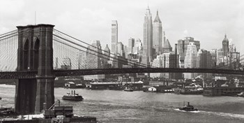 Lower Manhattan &amp; the Brooklyn Bridge, 1937 art print