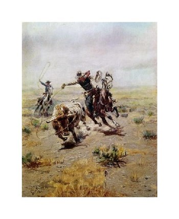 Cowboy Roping a Steer by Charles M. Russell art print