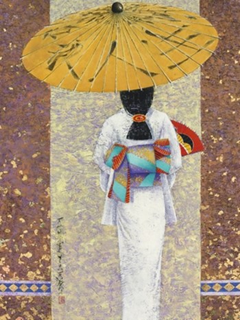 Girl in Kimono I (Metallic Print) by Mira Latour art print