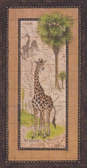 Map With Giraffe by Janet Kruskamp art print